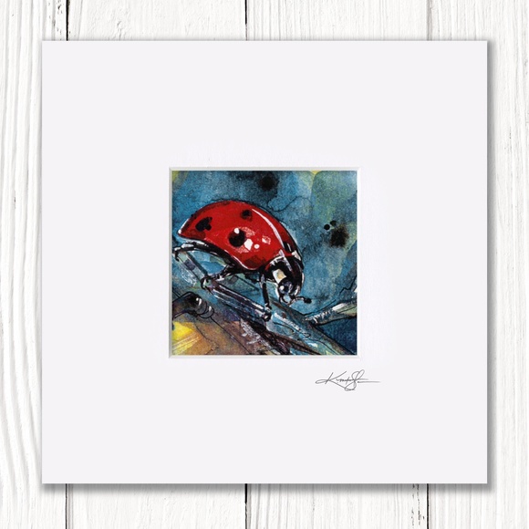 Ladybug Print in Mat from original painting by Kathy Morton Stanion - Ladybug 1 - Picture 1 of 4